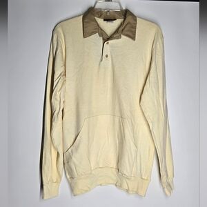 Sears Yellow and Brown Polo Shirt With Front Hoodie Pocket